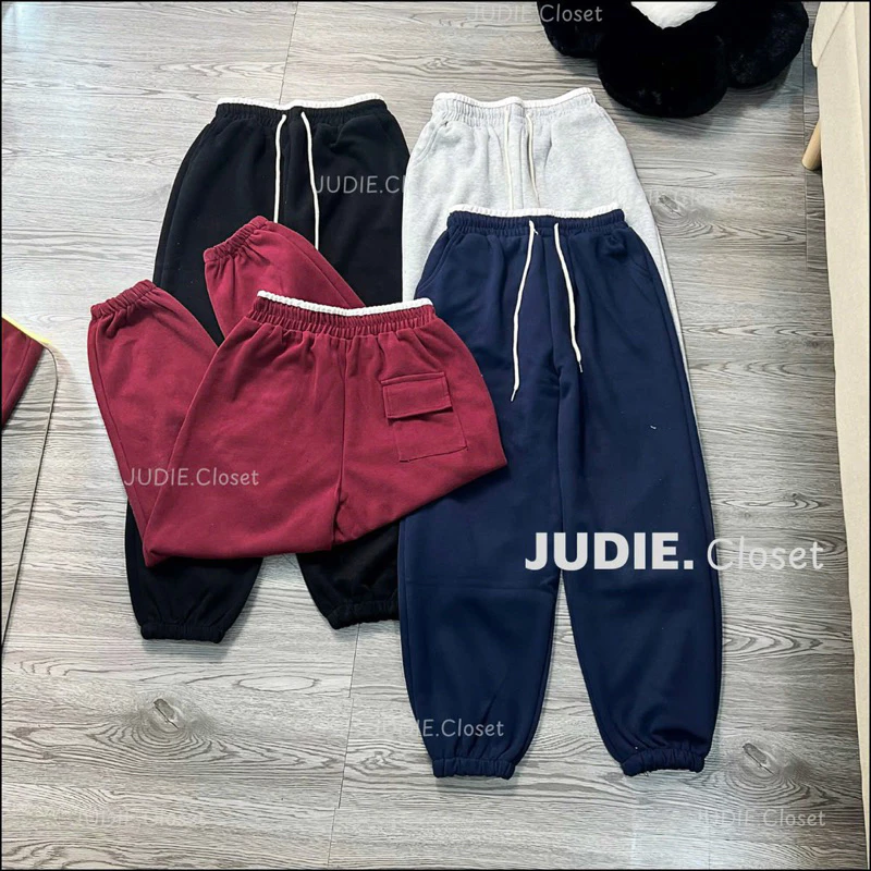 Quần Bo Gấu Nam Nữ Chất Nỉ Dày Dặn Pha Cạp Trắng,Quần Jogger Nỉ Mùa Đông JUDIE.Closer