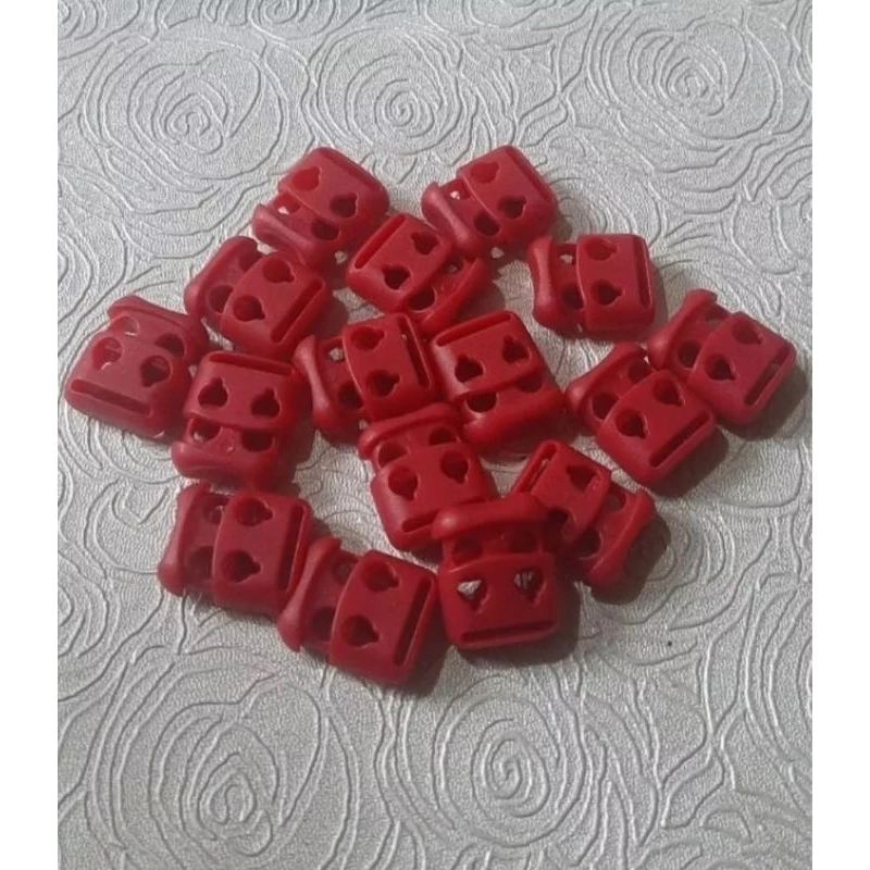 chốt tăng giảm dây mũ áo, quần, handmade.... màu đỏ 2 lỗ_ phụ liệu may mặc Hiếu Đăng