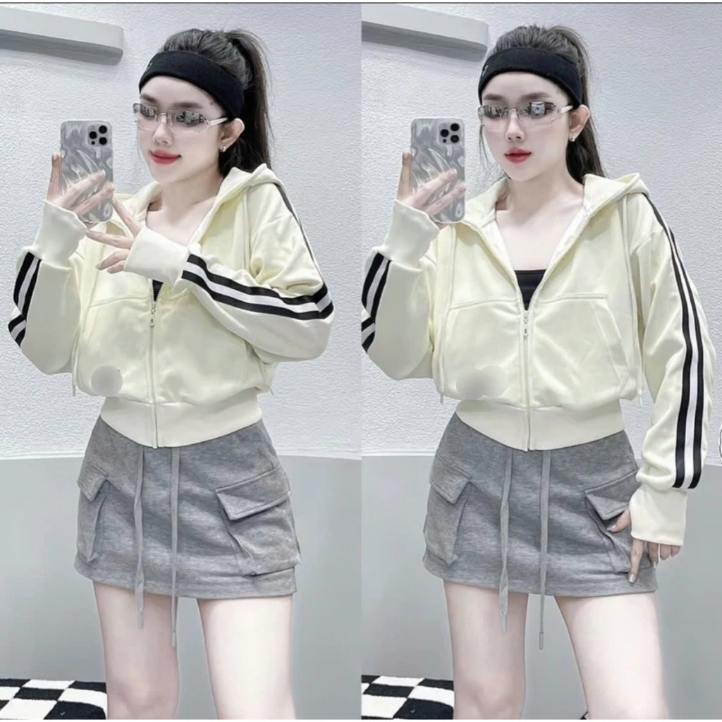 [NEW] Áo Khoác Nỉ Phối Viền Sọc Tay Hàng QUẢNG CHÂU Cực Mới BASIC Siêu Đẹp
