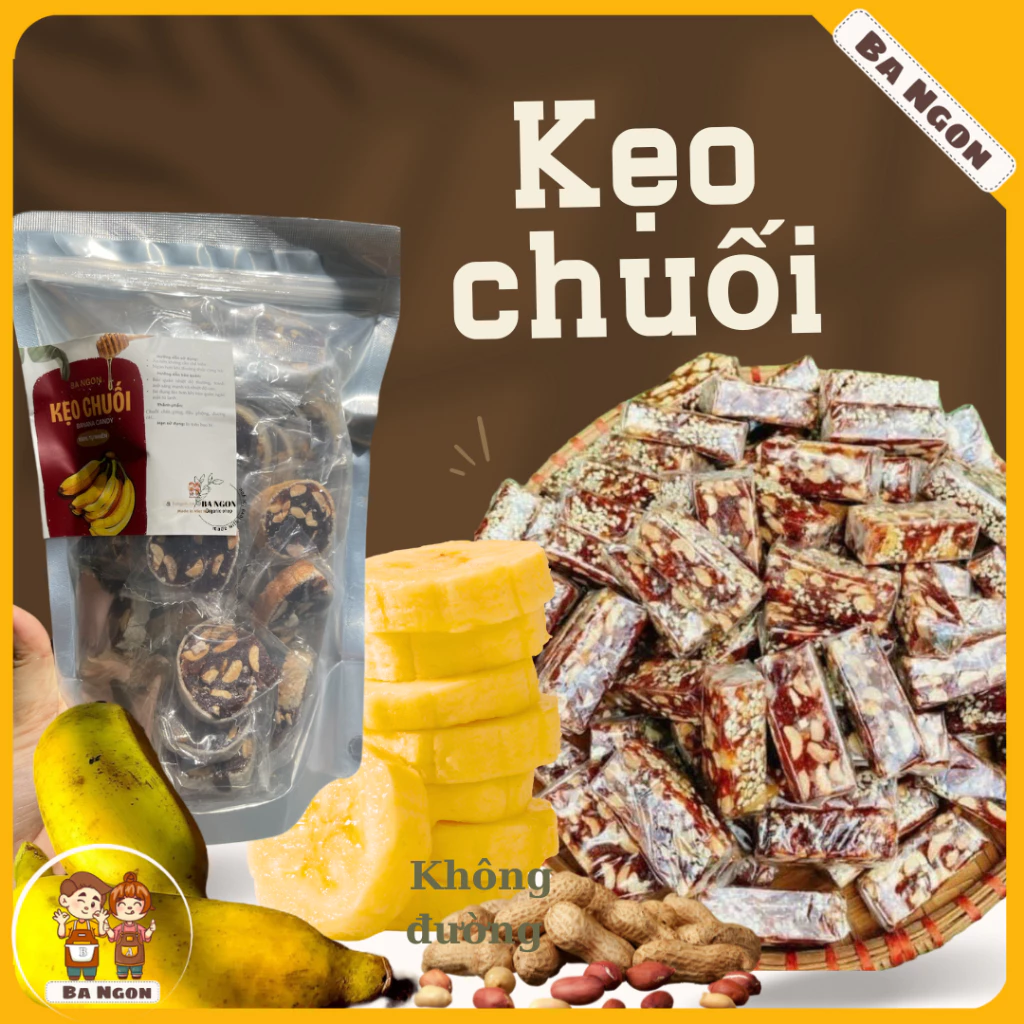 Kẹo chuối cốt dừa - kẹo chuối đậu phộng dẻo thơm - ít ngọt