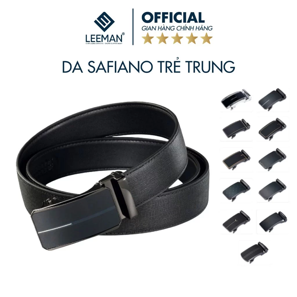 Thắt Lưng Nam Cao Cấp Da Chống Xước Không Bong Tróc Chính Hãng LEEMAN DL106 Dây Nịt Da Khóa Tự Động