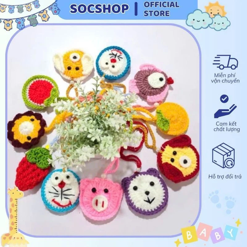 Túi đựng tỏi len cho trẻ sơ sinh (dây đeo)