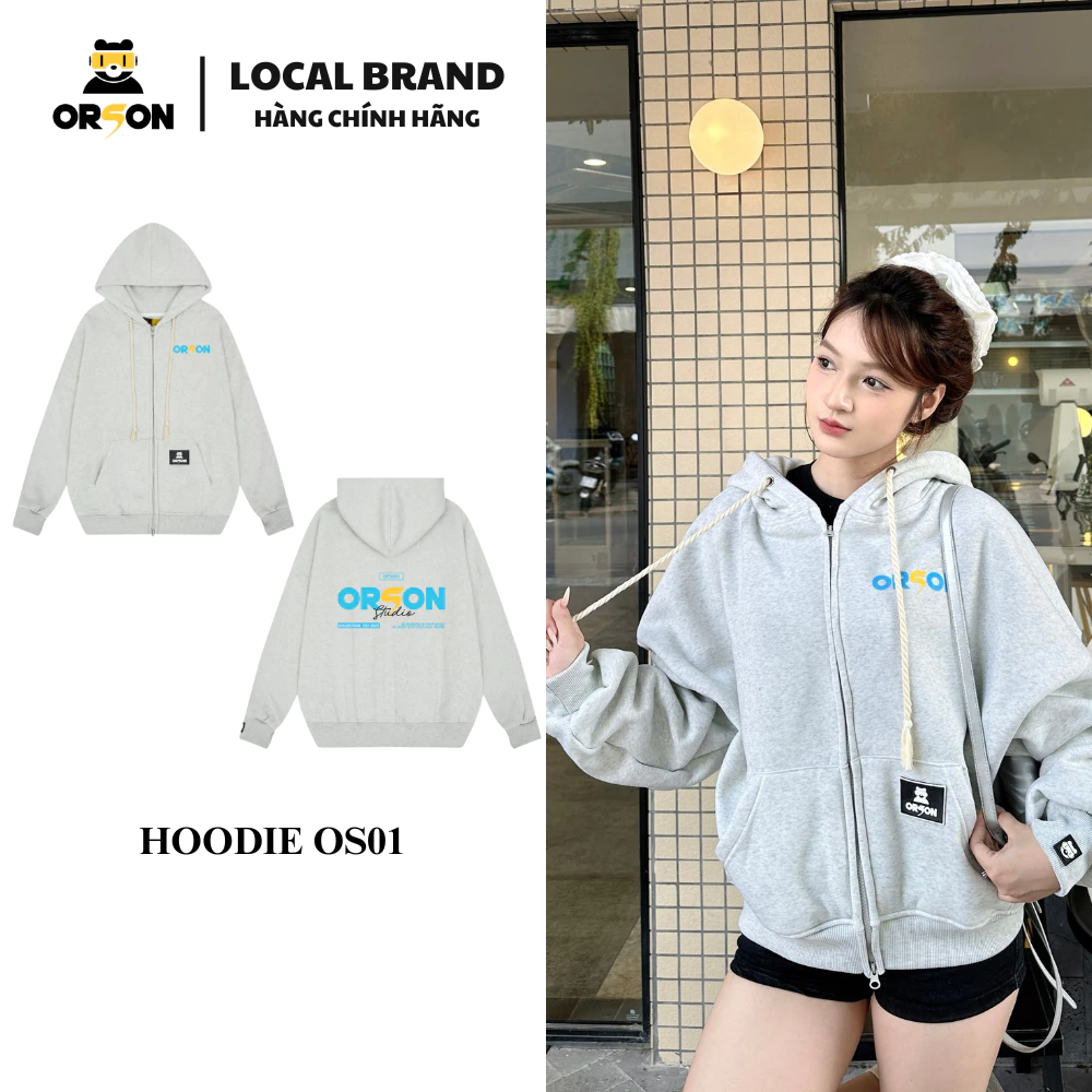 Áo Khoác HOODIE ZIP Local Brand ORSON STUDIO - OS01 Form Boxy Dày Dặn  Mũ Rộng Túi Trong Tay Phồng + (QUÀ TẶNG)