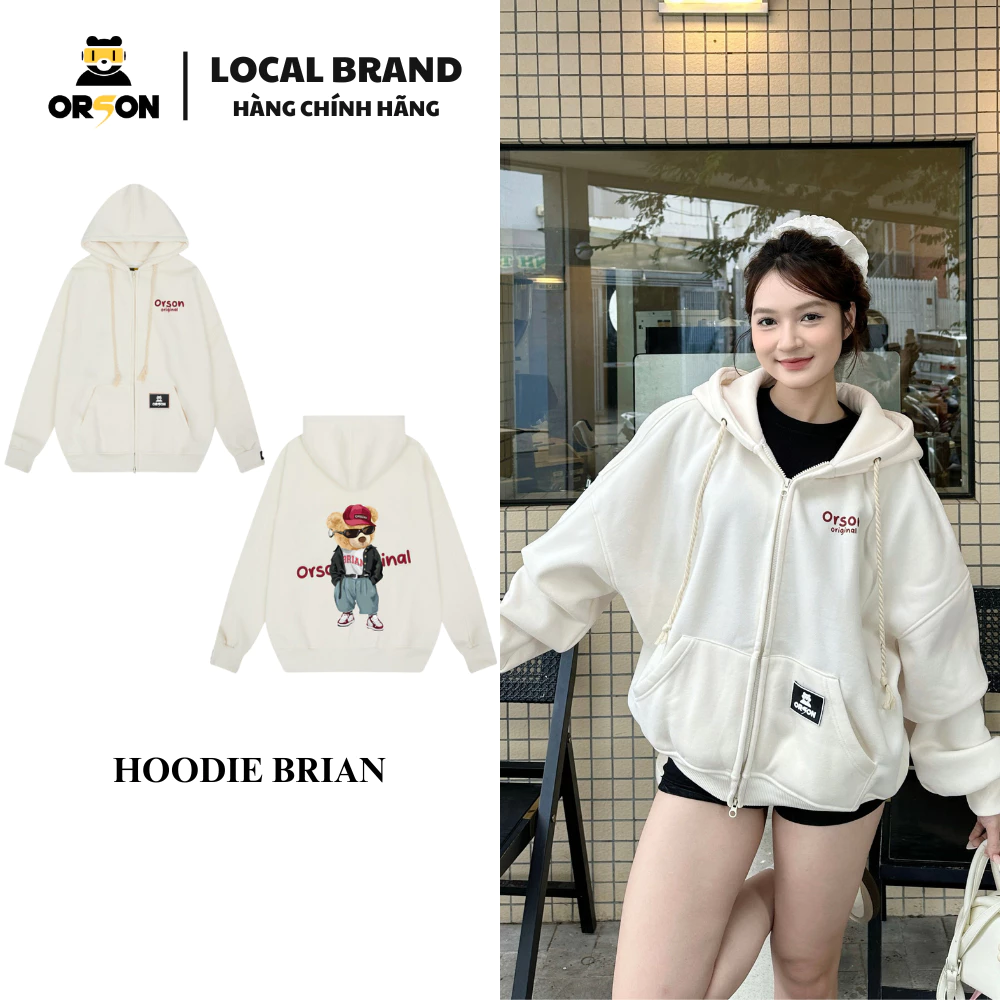 Áo Khoác HOODIE ZIP Local Brand ORSON STUDIO - BRIAN ORGINAL Form Boxy Dày Dặn  Mũ Rộng Túi Trong Tay Phồng + (QUÀ TẶNG)