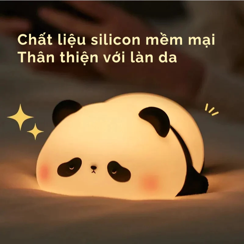 Đèn ngủ silicon panda ngộ nghĩnh dễ thương - Món quà tặng ý nghĩa - Chất liệu silicon an toàn - 3 mức độ sáng - BH  6T