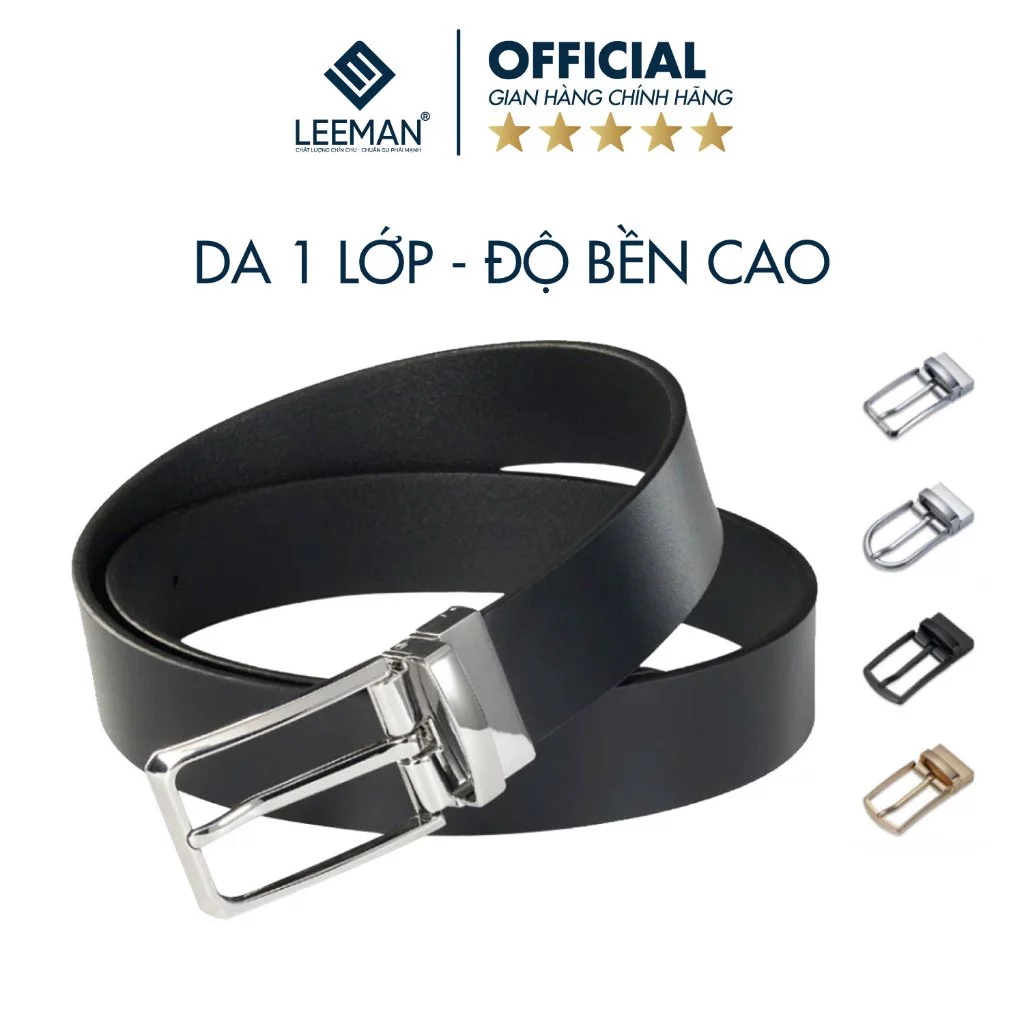 Thắt Lưng Nam Da Bò Nguyên Miếng Thương Hiệu Leeman DL103, Dây Nịt Khóa Kim Nhiều Mặt Lựa Chọn