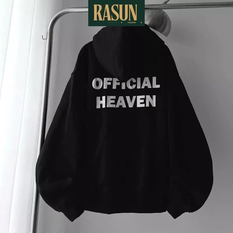 Áo Khoác Hoodie Khoá Kéo Zip Trơn Nỉ Bông In Chữ Dáng Form Rộng Nón 2 Lớp, Áo Hoodie In Chữ Nón Rộng Unisex RASUN