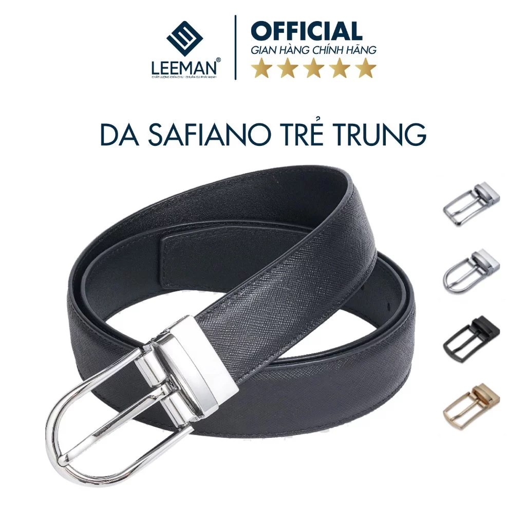 Thắt Lưng Nam Công Sở Da Safiano Cao Cấp Chính Hãng LEEMAN DL107 Thiết Kế Chỉn Chu TrẻTrung Hiện Đại