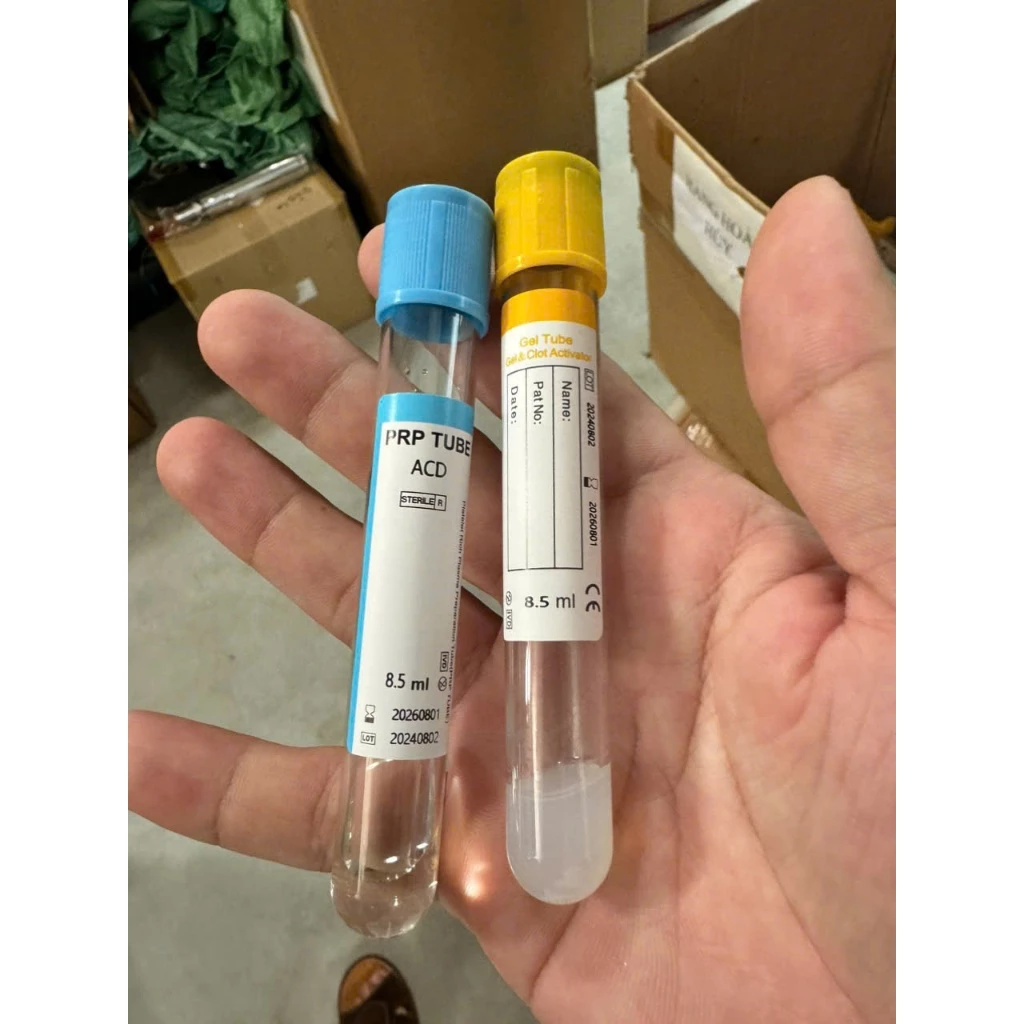 100 Ống nghiệm ACD PRP TUBE Và GEL TUBE dùng lấy máu áp lực âm có sẵn chất chống đông 8,5ml dùng cho máy ly tâm