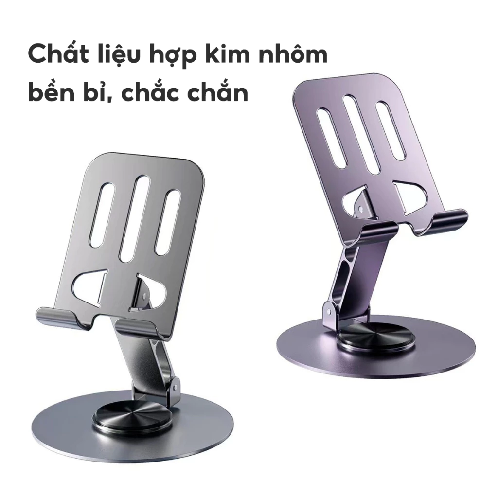 Giá Đỡ Điện Thoại Máy Tính Bảng Xoay 360 Hợp Kim Nhôm, Kệ Điện Thoại Xem Phim Livestream
