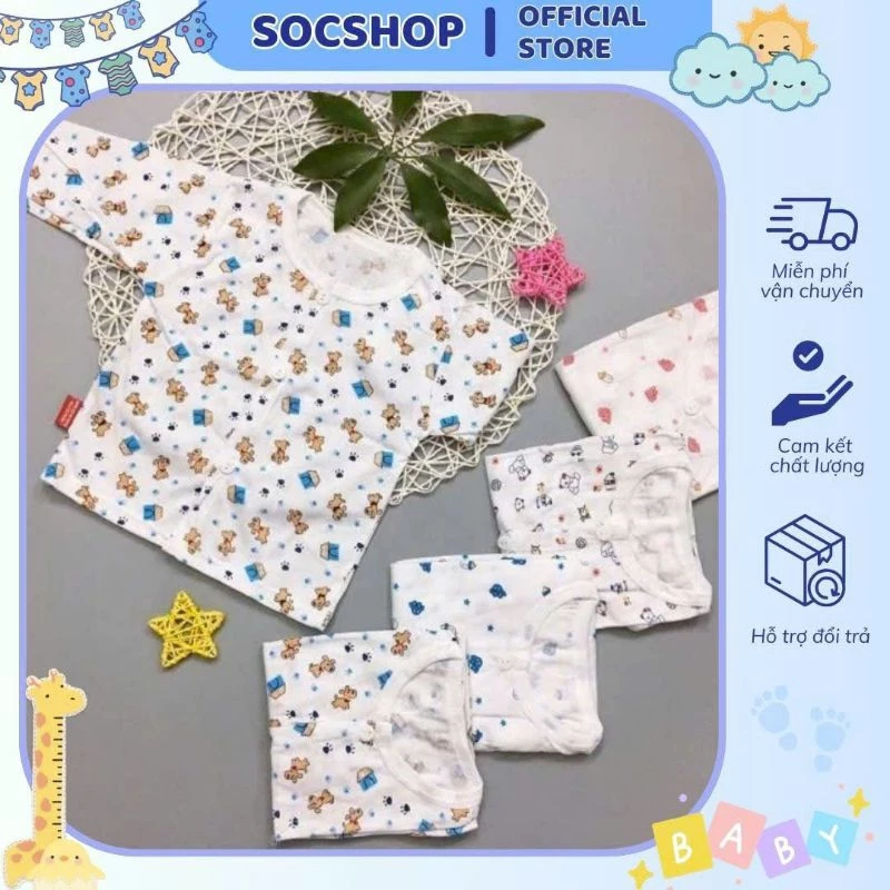 Áo sơ sinh bình sữa dài tay, cúc giữa