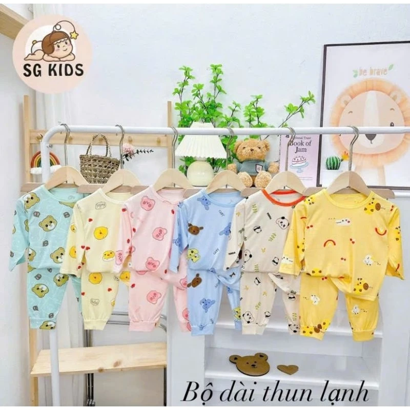 (Bé 5-15kg) Bộ Tay Quần dài Thun Lạnh In Hình Động Vật Dễ Thương Cho Bé trai, bé gái