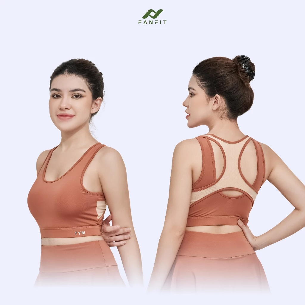 Áo bra thể thao Nữ tập Gym Yoga Pilates FANFIT FFSB002 - Phối lưới lưng, tặng mút cao cấp