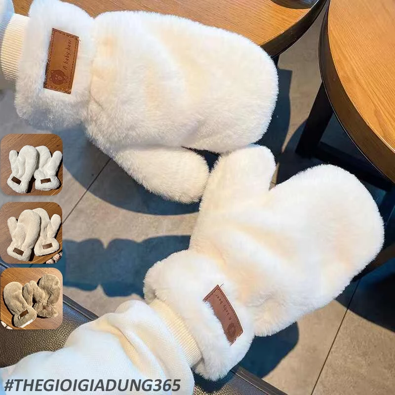 Găng Tay Mùa Đông Cute Giữ Ấm Lót Lông Dày Dặn Thời Trang Bao Tay Bông Chống Gió Rét Dễ Thương Đáng Yêu Cho Nữ Quà Tặng