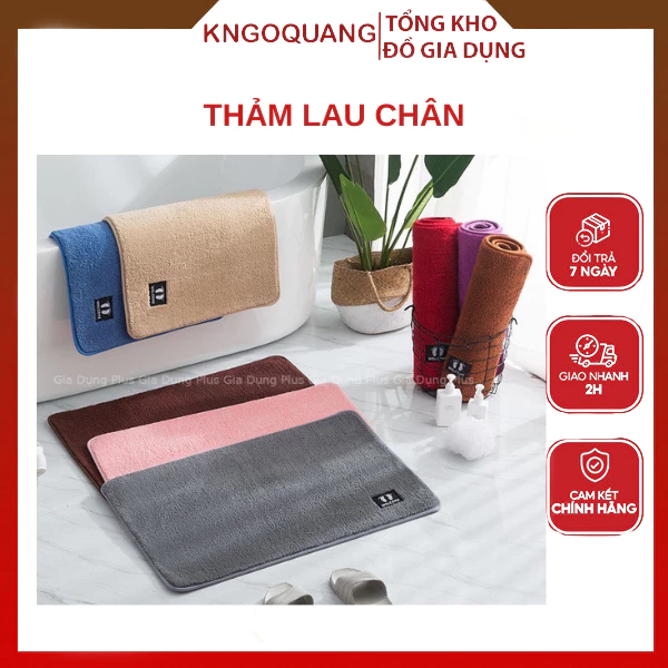 Thảm nỉ lau chân hình chữ nhật, chùi chân lông mềm mịn dày dặn đế chống trơn trượt hàng chất lượng cao