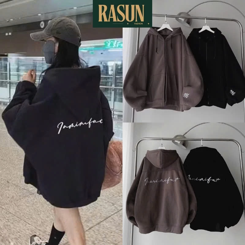 Áo Khoác Nỉ Khoá Kéo Zip In Logo Phản Quang Kiểu Dáng Form Rộng, Áo Hoddie In FEARI Chất Nỉ Bông Nón 2 Lớp RASUN