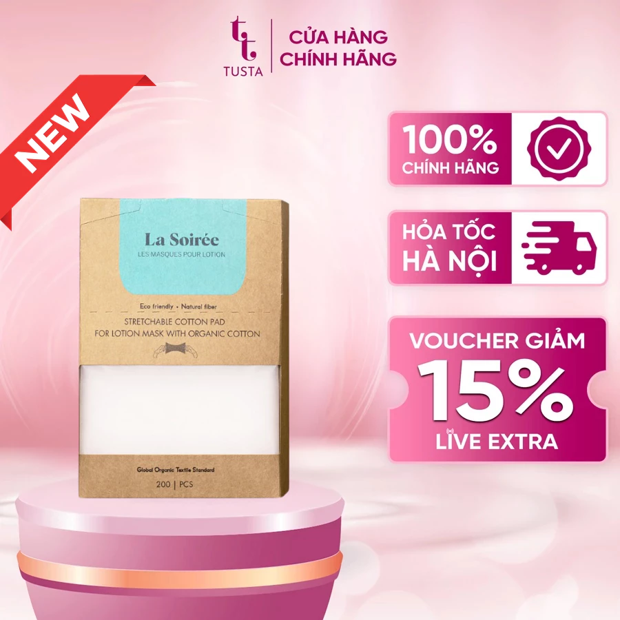 Mặt nạ khô, bông đắp toner co dãn La Soirée mềm mịn dai 200 miếng