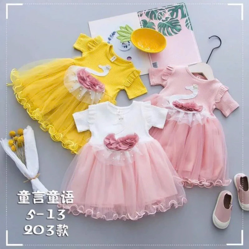 váy bé gái, váy xoè công chúa cộc tay cho bé gái