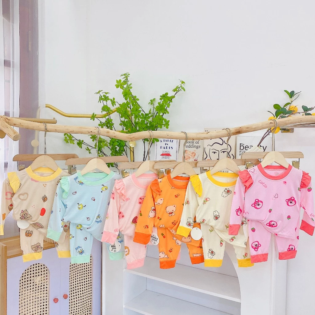 Bộ dài Tay In Hình Họa Tiết Hình thú ngộ nghĩnh Cho Bé