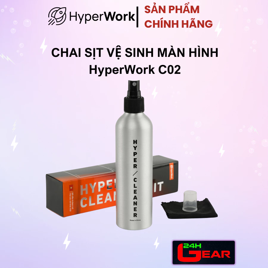 Chai vệ sinh màn hình Hyper Cleaning HyperWork C02 / Vệ Sinh Màn Hình PC, LapTop, Điện Thoại