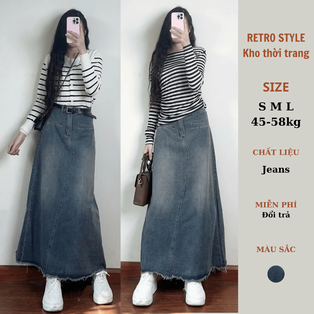 Retrostyle - Chân Váy Jeans Dáng Dài Đuôi Cá - CVjean7815
