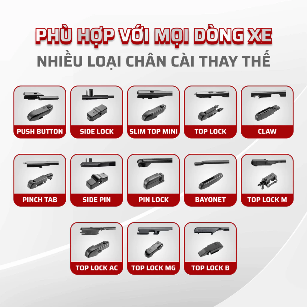 Cặp móc chuyển đổi (2 cái) dùng cho gạt mưa các dòng xe khác móc U