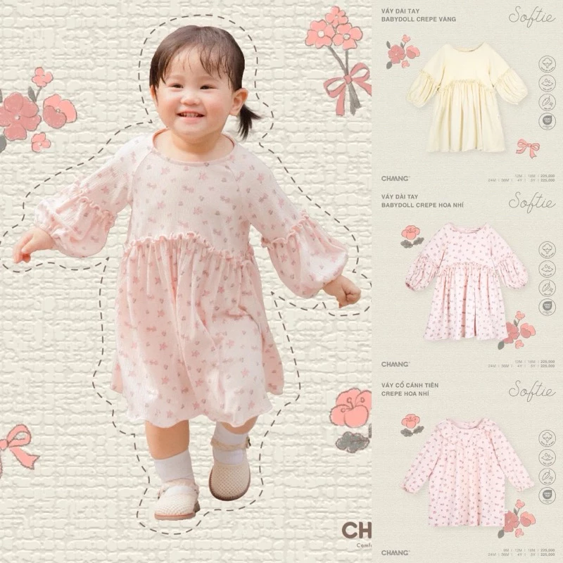 váy dài tay cho bé từ 9m-5y