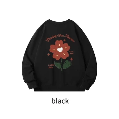 Áo nỉ Sweater In hình Hoa chất nỉ 2 Da Unisex -áo thu đông nam nữ Menswear- Maylinh shop