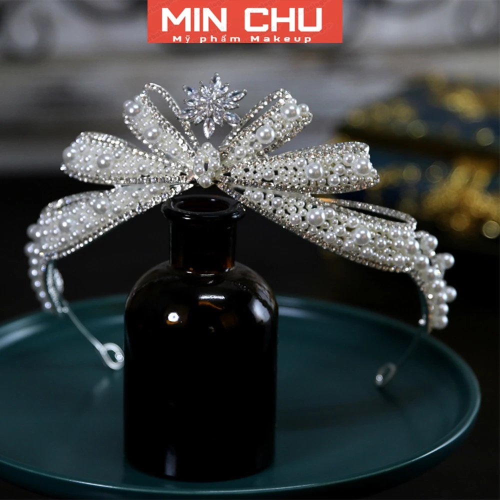 Vương miện nơ ngọc mẫu mới nhất cho dâu lên siêu xinh