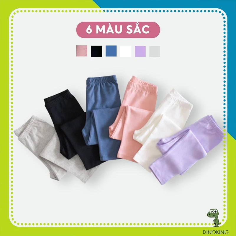 Quần legging bé gái DINOKING Quần dài cho bé thu đông chất thun cotton ôm chân mềm mịn 2-8 tuổi QD06
