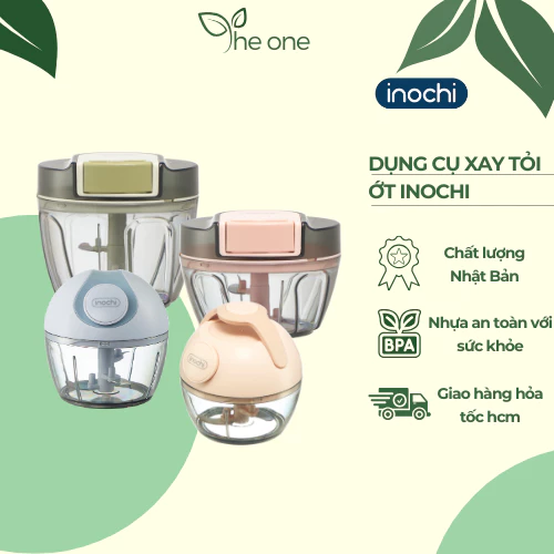 Máy xay tỏi ớt inochi. Thiết kế cầm tay nhỏ gọn, lưỡi dao bén nghiền được cà rốt thịt mềm