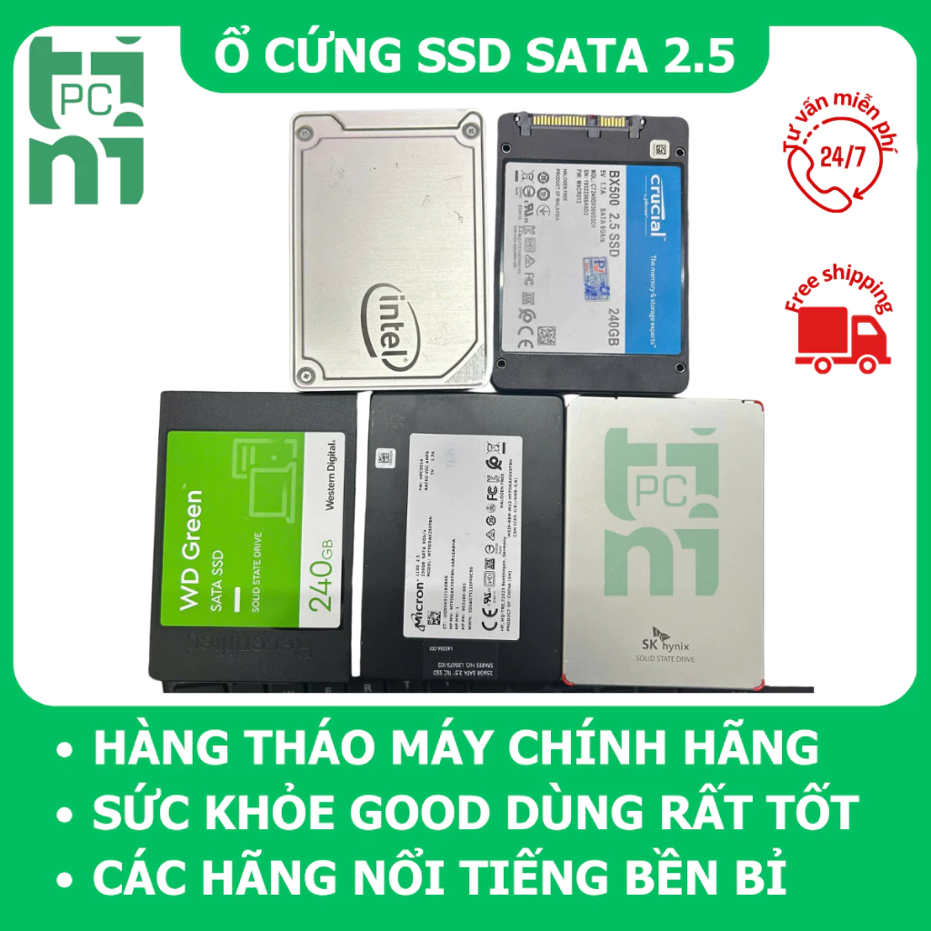Ổ cứng SSD 120GB 240GB 256GB 500GB 512GB 1TB 2.5 inch SATA 3 Tháo Máy Chính Hãng Sức Khỏe Tốt