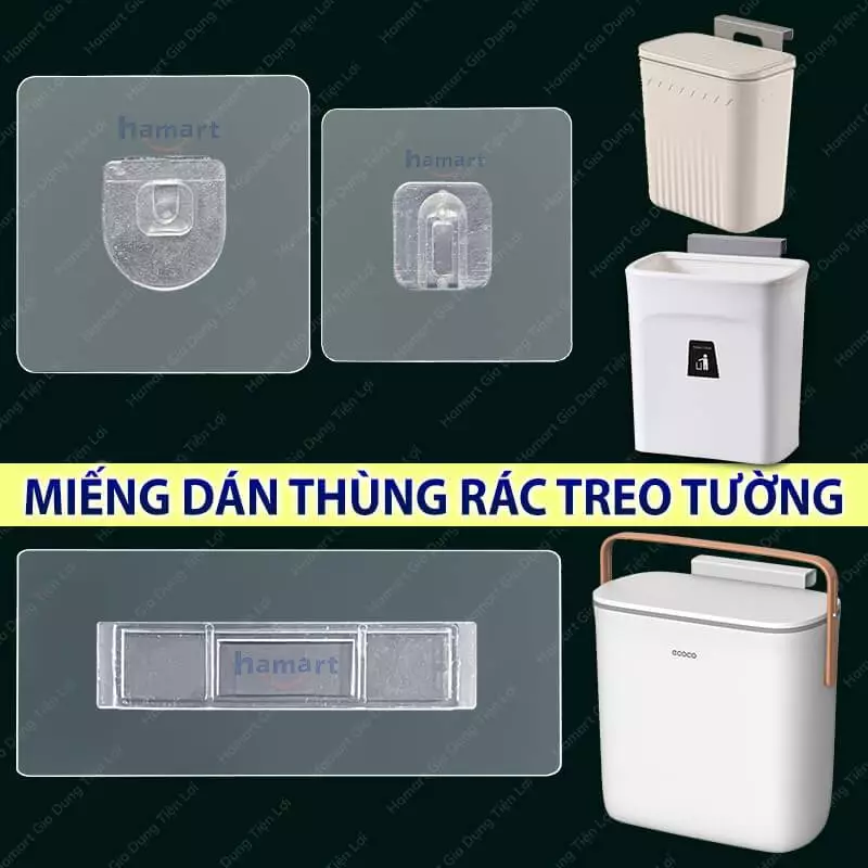 Miếng Dán Thùng Rác Nắp Lật Gắn Cửa Tủ Bếp Móc Chữ D Khoá A Quạt Treo Tường Nhà Vệ Sinh Ecoco