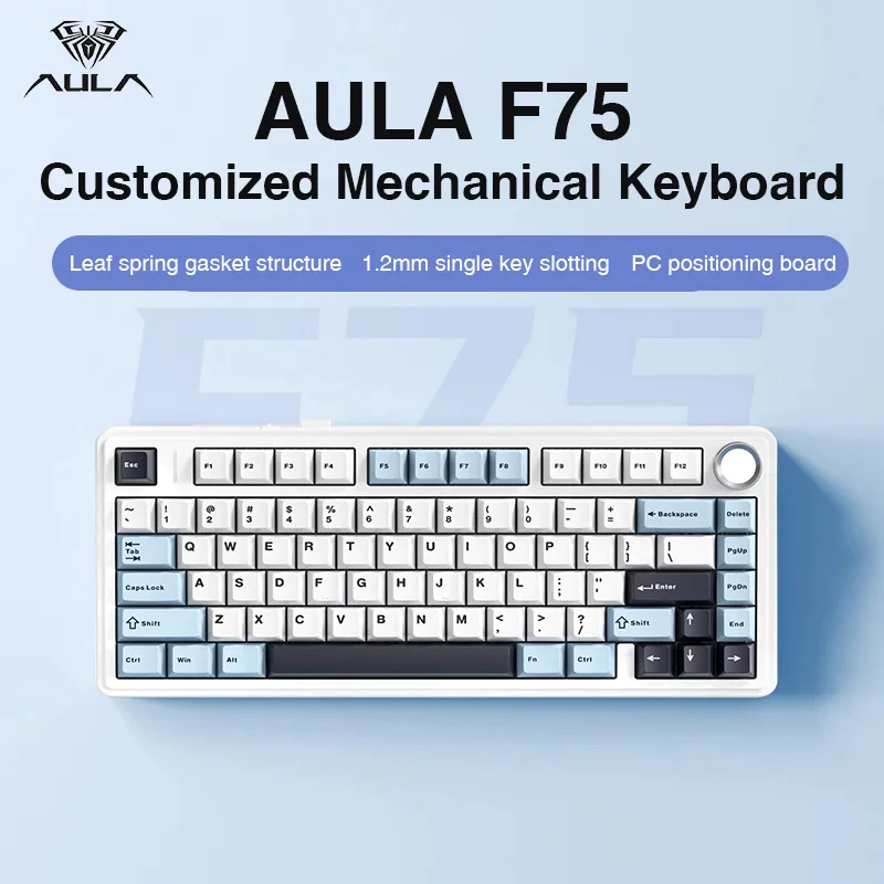Bàn phím cơ AULA F75 mạch xuôi 3 Mode 4000 maH - Full key hotswappable - 75% - BH 12T