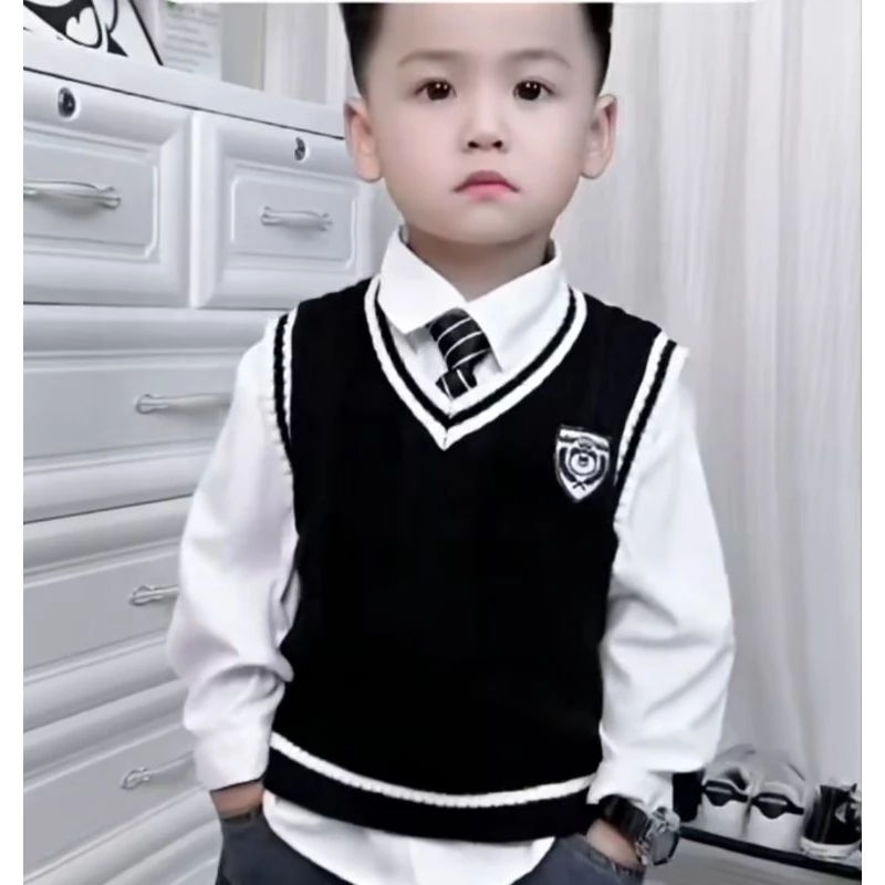 Áo Gile Len mềm Kiểu đẹp phong cách Công Tử cho bé trai