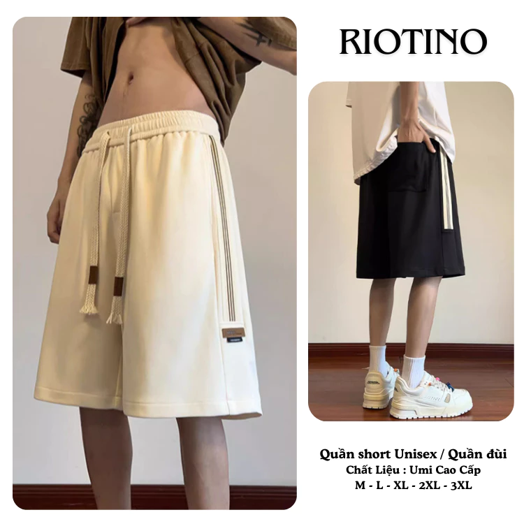 Quần short Unisex chất Umi  Quần đùi nam nữ có đường line nổi bật RIOTINO,phong cách Ulzang Q005