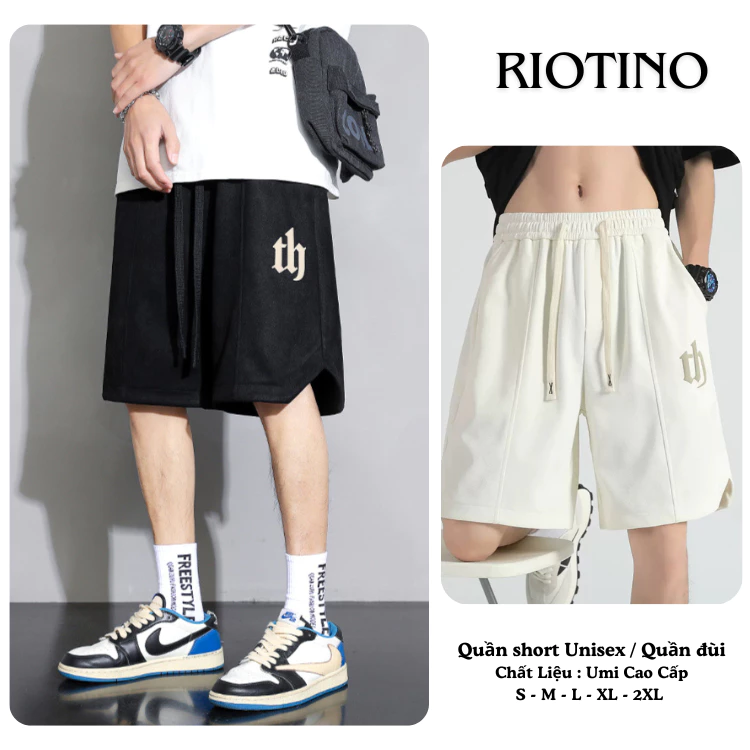 Quần short unisex nam nữ có Logo in nổi, Quần dập gân cao cấp phong cách Hàn Quốc nam nữ mặc cực chất Q006