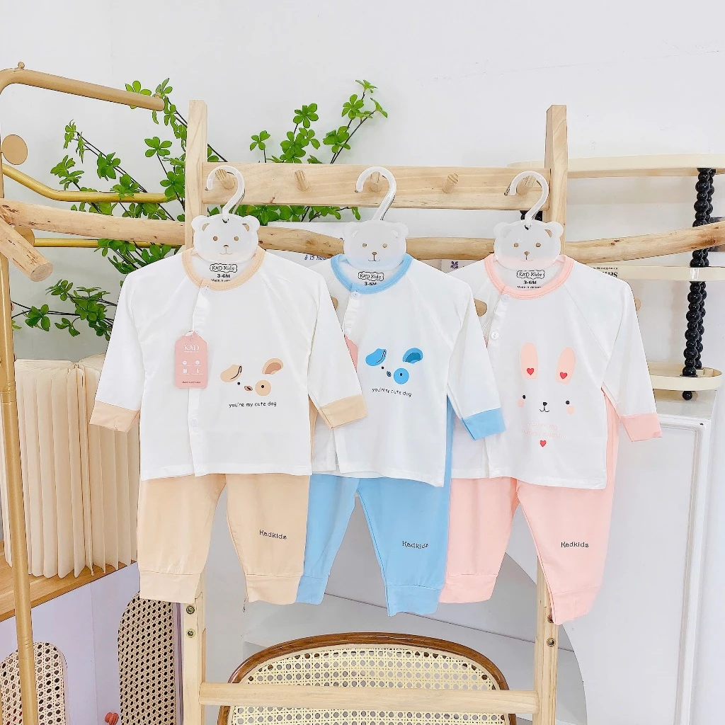 Bộ quần áo dài tay, KAD  khuy màu chất pettit cao cấp cho bé ( kad khuy màu)