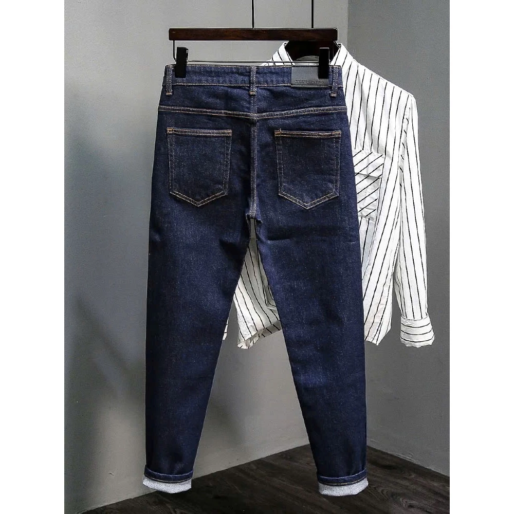Quần Nam Jean Bò Đẹp Chất Lượng Màu Xanh Đậm Chỉ Vàng Dày Dặn bền chắc Quần Jean Nam QJN 9966