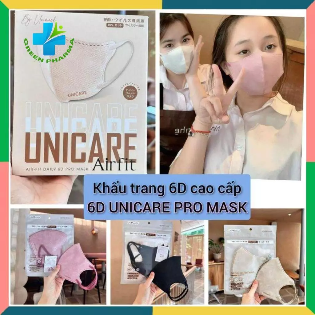 [Thùng 50 Cái] Khẩu trang 6D PRO MASK UNICARE Airfit phiên bản cao cấp chính hãng UNI MASK