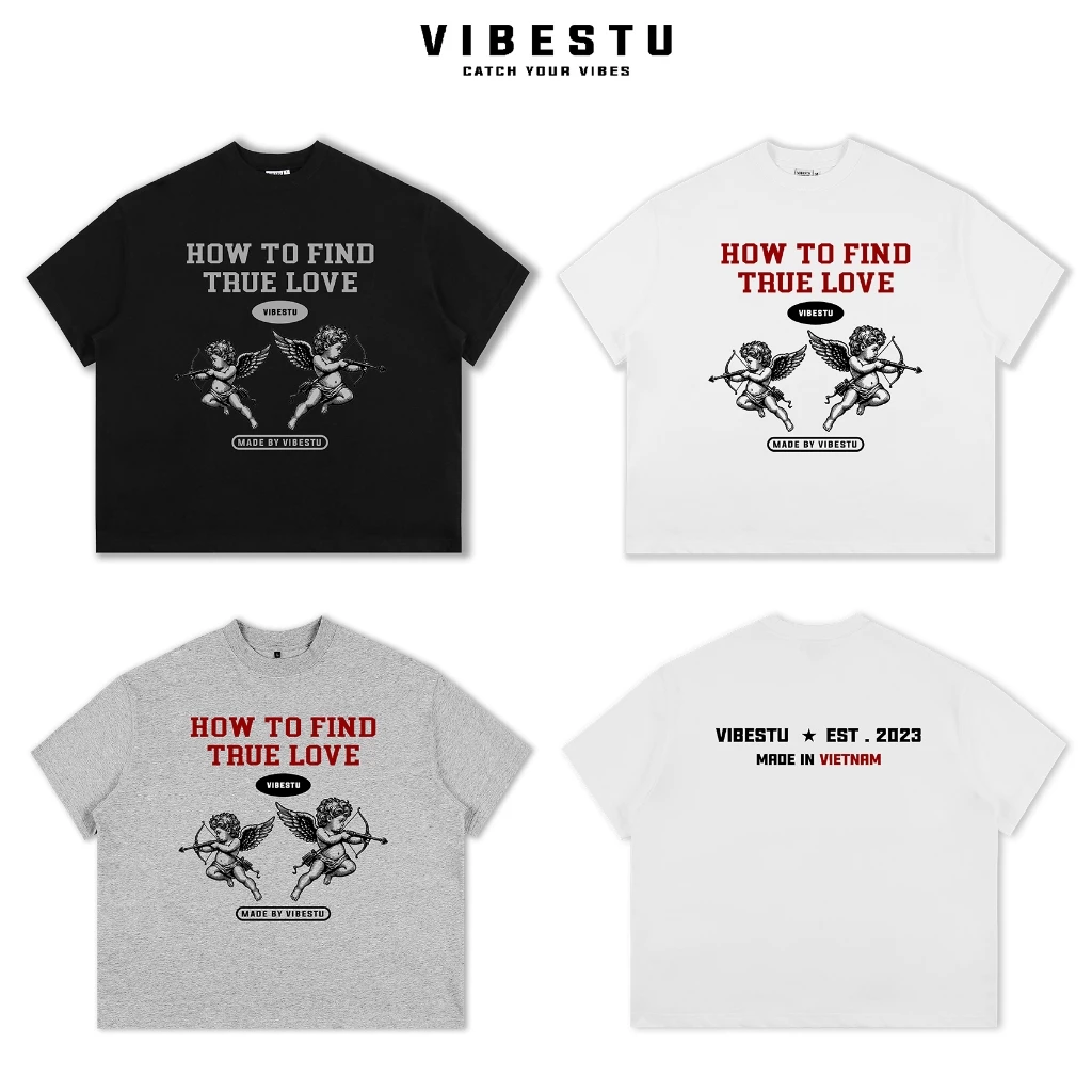 Áo Thun Local Brand VIBESTU '' Cupid '' Áo Thun Boxy Form Rộng Unisex 250Gsm Cotton