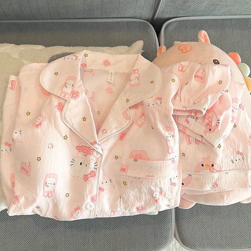 𝐘𝐮𝐫𝐢.𝐬𝐭𝐨𝐫𝐞(Sẵn) Bộ Ngủ Pijama Cộc Tay Hoạ Tiết Dễ Thương 2026