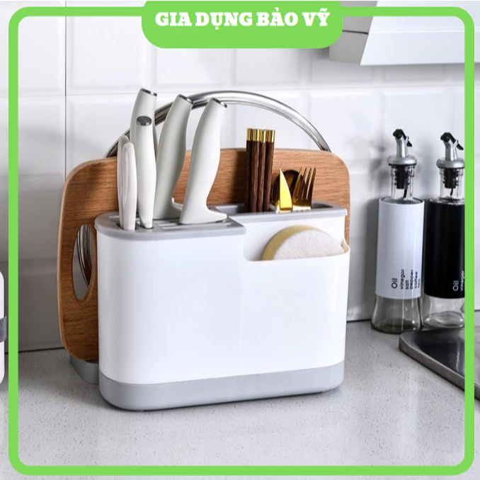 [Chính Hãng]Hộp đựng đũa thìa dao kéo dụng cụ nhà bếp xoay 360 độ có đế thoát nước siêu tiện dụng kệ đựng đồ đa năng