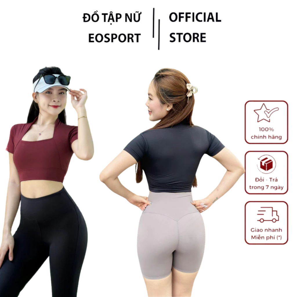 Áo croptop thể thao nữ, Áo cộc tay tập gym yoga aerobic pickleball chất vải thun lạnh co giãn 4 chiều-Ao17