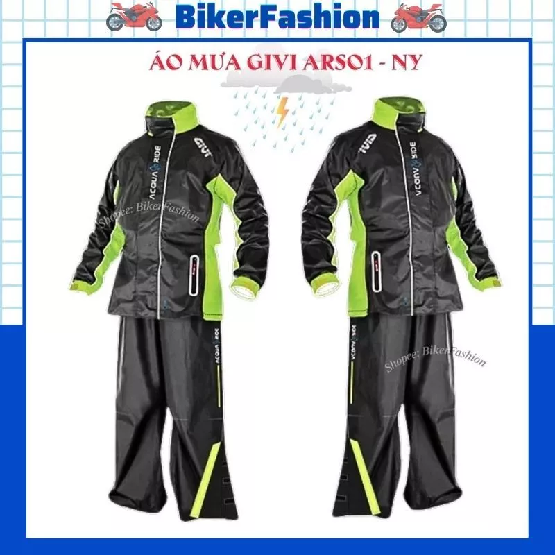 Áo Mưa Bộ GIVI ARS01 Chống Thấm Nước Cao Cấp Siêu Nhẹ Thời Trang Bắt Mắt [Hàng Chính Hãng]