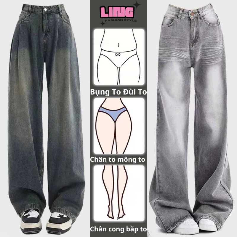 Quần Jean Nữ Ống Suông Rộng Wash RETRO Chất Vải Dày Dặn Màu Đen Trầm GRIND SMOKE V.1 Ulzzang Hàn Quốc 2023