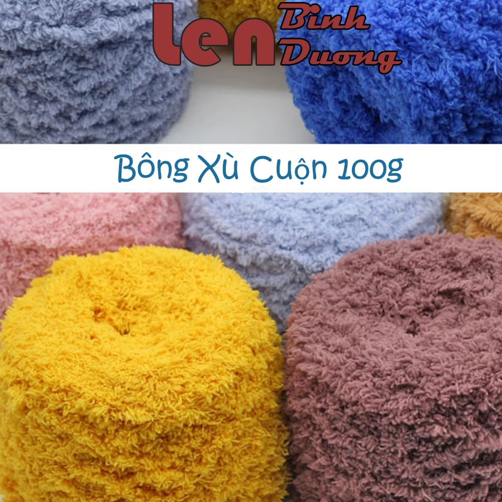 Len Bông Xù 100g Đan Móc Nón, Túi Xách, Thú Bông