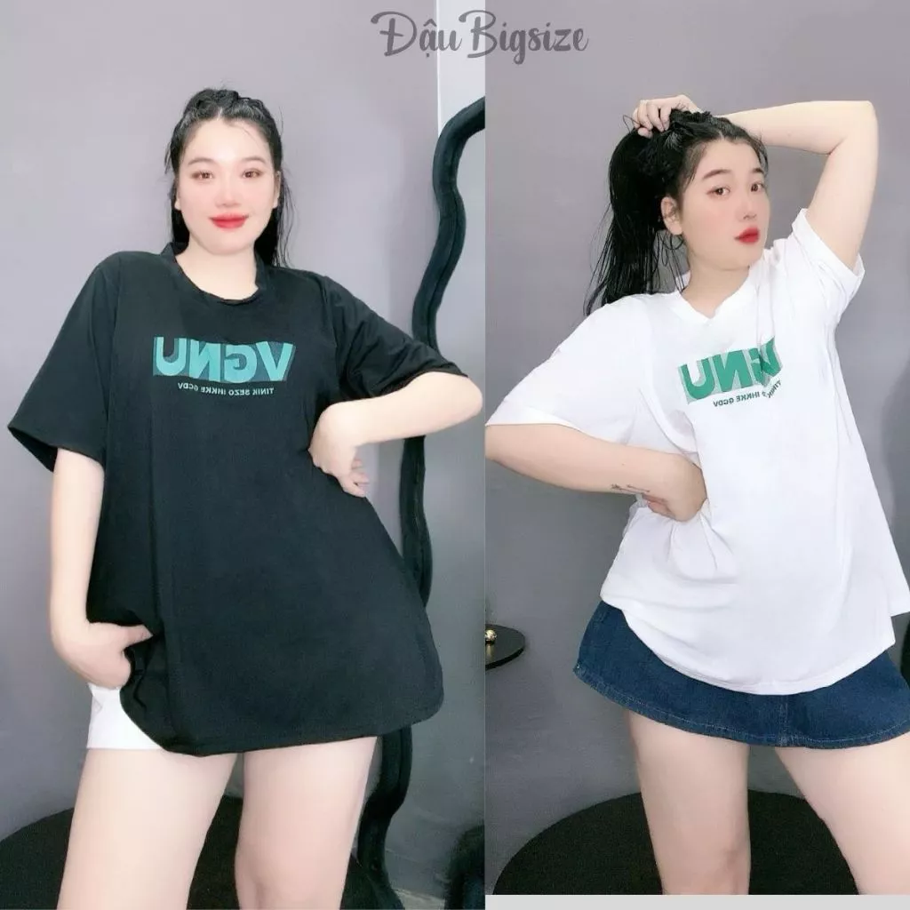 Áo Thun Bigsize Nữ Phom Rộng Cá Tinh,Áo Thun Big Size Tay Ngắn Vải Cotton Mềm Mại Thoải Mái A59