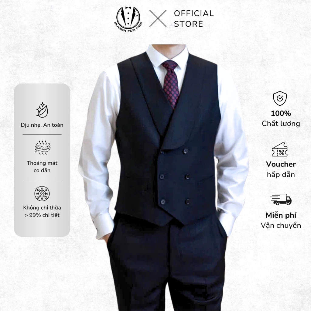 Áo Gile Nam Cổ Vest Ve Rộng Dáng Slimfit Hàn Quốc Vải Cao Cấp Chống Nhăn AVN03 - Blazer For Man