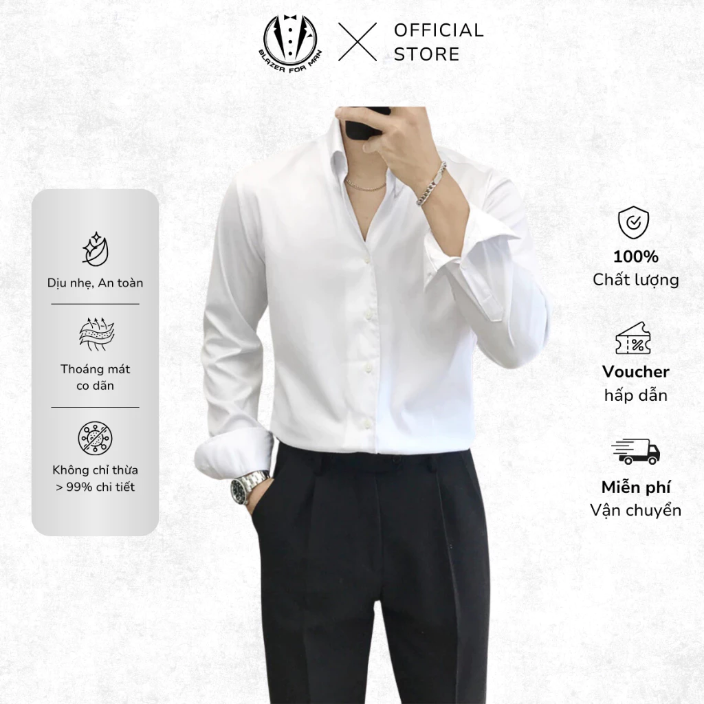 [HỎA TỐC] Áo Sơ Mi Nam Dài Tay Cổ Y TUTO5 Menswear Vải Lụa Chống Nhăn Dáng Slimfit Hàn Quốc Lịch Lãm SMT03